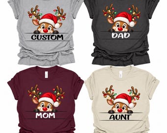 Personalized Family Christmas Shirt, Reindeer Family Role Tee, Matching Christmas Family Shirt, Holiday Family Tee