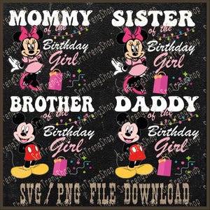 Customized Disney Birthday Family Matching Png, Birthday Minie Png, Birthday Mom Dad Sis Bro Png, Birthday Party Family Matching Png