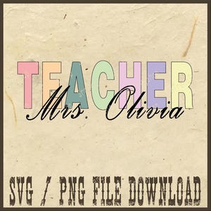 Personalized Teacher Gift Png, Customized Teacher&#39;s Day Png, Custom Name Teacher Png, Back To School Png