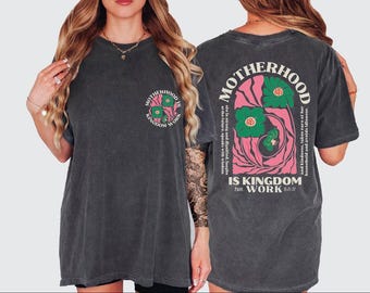 Motherhood is Kingdom Work Shirt, Retro Christian Mom Tshirt, Mother's Day Tee, Kingdom of Good Shirt, Womens Christian Shirt, BP
