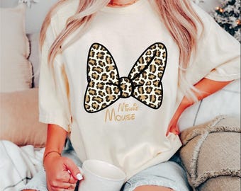 Disney Coquette Leopard Minnie Bow Shirt, Minnie Mouse Tee, Magic Kingdom Tshirt, Animal Kingdom Tee, Disneyworld Shirt, Cheetah Minnie Tee