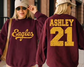 Custom Football Team Name Sweatshirt, Football Coach Name Sweater, Football Cheer Number Hoodie, Football Vintage Style  Name Sweatshirt, BP