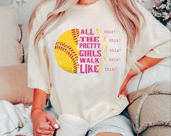 All The Pretty Girls Walk Like Shirt, Softball Player Shirt, Funny Softball Shirt, Game Day Sports Shirt, Softball Mom Shirt