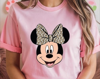 Leopard Mickey Mouse Shirt, Matching Disney Trip Tshirt, Disney Family Tee, Bow Leopard Minnie Ear Shirt, Minnie Coquette Shirt