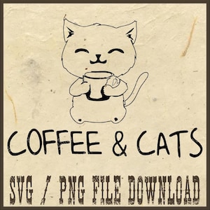 Coffee Cat Png, Funny Cat T-Shirt Png, Retro Coffee and Cat Png, Coffee Addict Shirt Template, Cat Coffee Lover Girl Gift