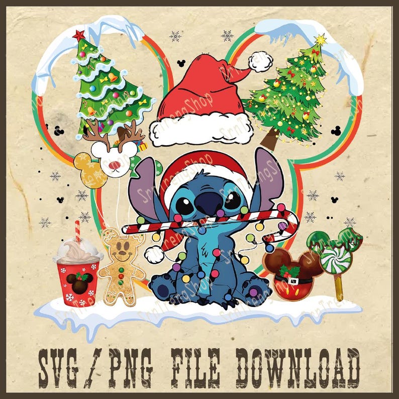 Stitch Christmas Png, Disney Christmas Png, Stitch Png, Disney Png