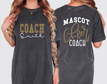 Custom Coach Shirt, Cheer Coach Tshirt, Coach and Mascot Name Tee, School Spirit Team Shirt, Custom Cheer Mascot Shirt, Custom Coach Tee, BP