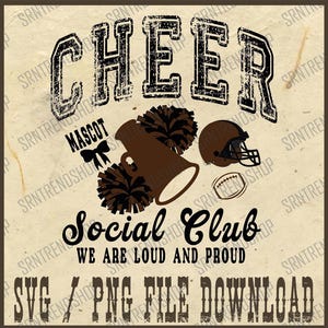 Custom Cheer Mom Social Club Png, Cheer Mom Png, Personalized Mascot Name Png, Cheerleading Png,  Football Fan Png, Football and Cheer Png