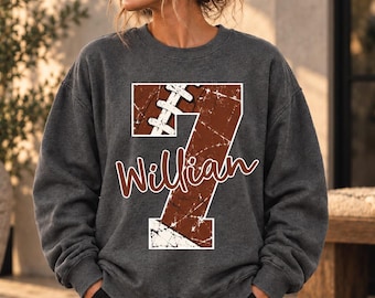 Custom Football Name Number Sweatshirt, Personalized Football Player Name Sweater, Football Mascot Sweatshirt