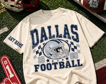 Custom Dallas Football Shirt, Vintage Style Dallas Football Tshirt, Game Day Football Name Tee, Dallas Fan Number Tshirt, BP