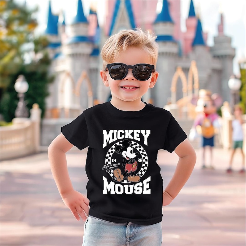 Retro Mickey Mouse Shirt, Classic Mickey Tshirt, Checkered Mickey Mouse Tee, Vintage Style Shirt, Mickey Year Est.1928 Tee image 1