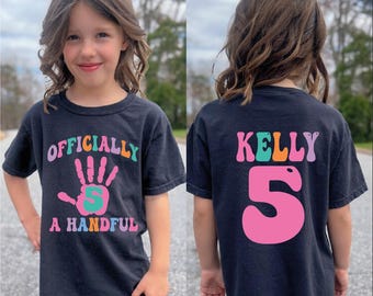 5th Birthday Girl PNG, Custom Girls Fifth Birthday PNG, Officially A Handful Birthday SVG, 5 Year Old Birthday Girl Svg, 5th Birthday Png