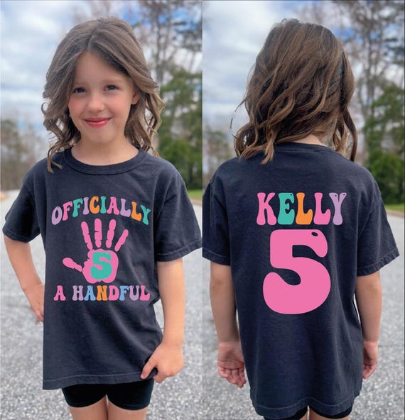 5th Birthday Girl PNG, Custom Girls Fifth Birthday PNG, Officially A Handful Birthday SVG, 5 Year Old Birthday Girl Svg, 5th Birthday Png