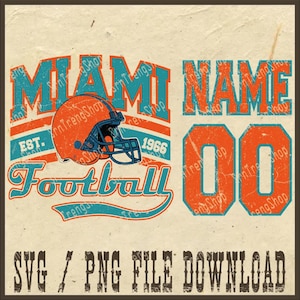 Personalized Miami Football Shirt Png, Custom Miami Football Gift Png, Customized Name Number Miami Football Tee Png, Miami Game Day Png