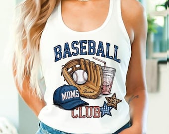 Baseball Moms Club Tank Top, Baseball Mom Crop Top, Game Day Baseball Racerback, Sports Mom Baseball V-Neck