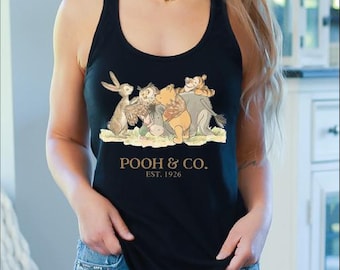 Pooh And Friends Tank Top, Vintage Pooh Bear Crop Top, Disney Trip Racerback, Eating Honey V-Neck