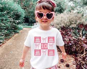 Birthday Girl Shirt, 10th Birthday Party Shirt, Coquette Bow Birthday Shirt, Ten Years Old Party Shirt