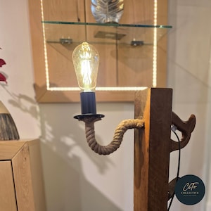 Upcycled Vintage Woodworking Plane Floor Lamp with Olive Wood Base - Unique Industrial Lighting