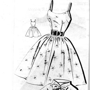 1960s Dress Sewing Pattern, Gathered Gored Skirt, Scoop Neck, Spaghetti Straps, Jacket with Bow, Parade Mail Order 60s Pattern 1-410 XS