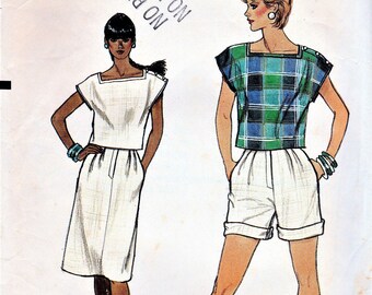 1980s Vogue 8686 Sewing Pattern, Top, Skirt, Shorts, UNCUT (Sizes 12-16)