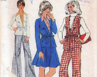 Vintage 1970s Simplicity Sewing Pattern 5798: Jacket, Vest, Short Skirt ...