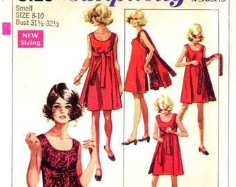 1960s Dress Sewing Pattern, Reversible Wrap Dress, Tie Front, Sleeveless, Uniqu Pattern, Jiffy Simplicity 8125, Size X Small, Uncut FF