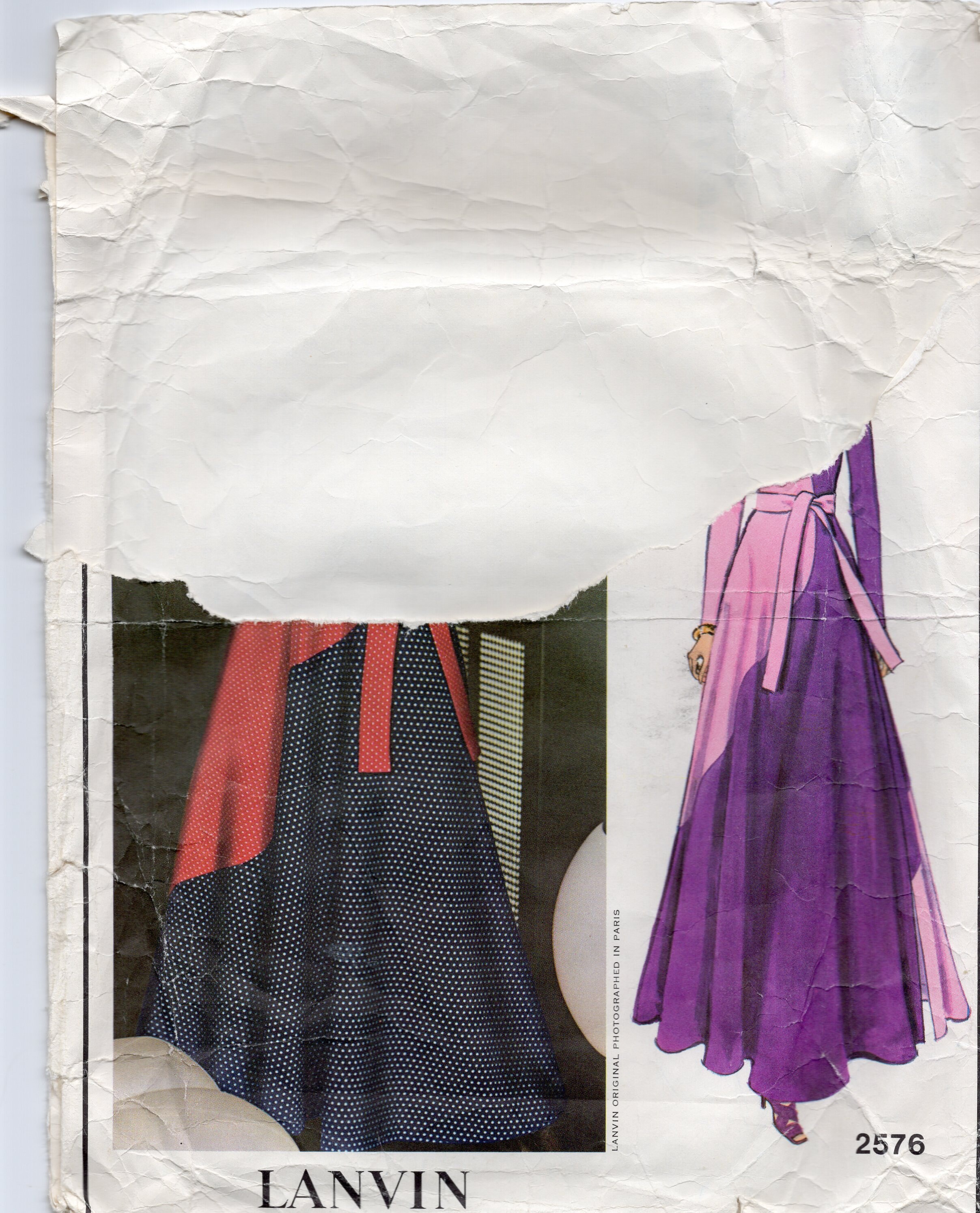 1970's Vogue Paris Original 2576 Dress, Lanvin Sewing Pattern, Bi Color ...