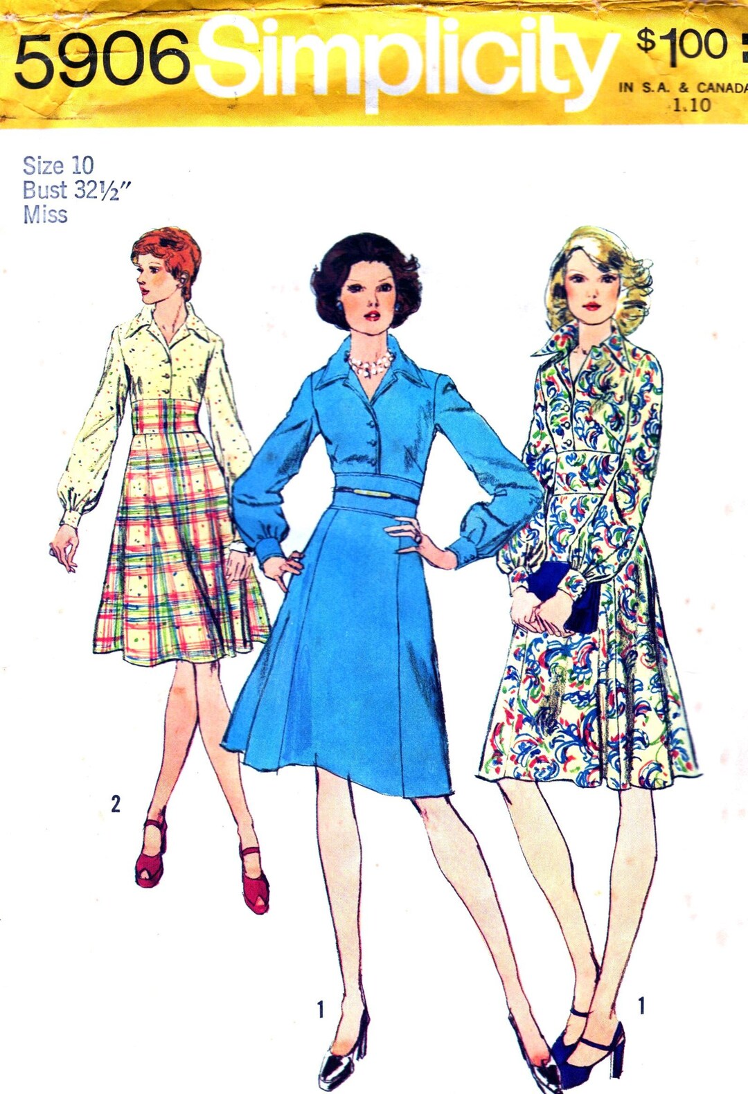 1970s Midriff Dress Sewing Pattern: Simplicity 5906, Size XS, Uncut - Etsy