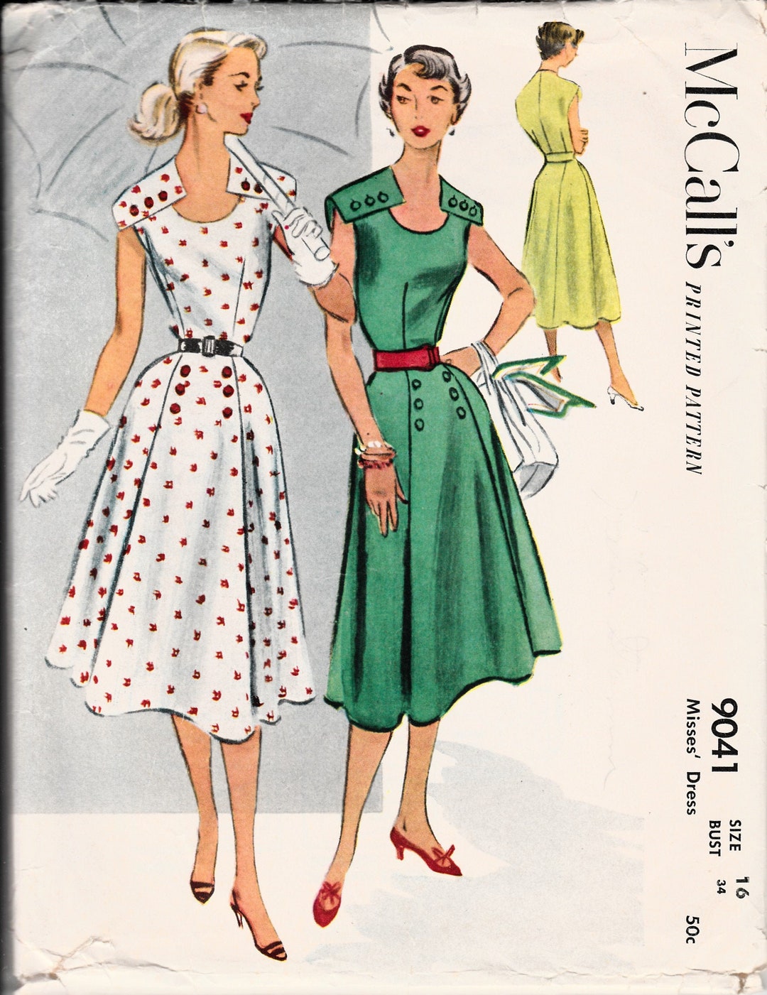 1950s Dress Sewing Pattern, 50s Pin up Dress, Front Pleat 1950s Dress Sewing Pattern, 50s Pin up Dress, Front Pleat