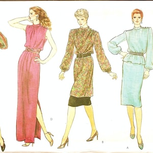 80er Jahre Vintage Vogue Schnittmuster, Kleid, Kleid, Top, Tunika, Cocktailkleid, Partykleid, Karrieremode, 80er Kleidung, Klein, Vogue 8076