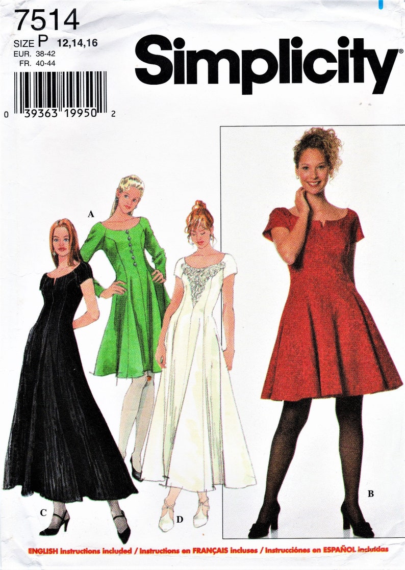 1990s Evening Dress Sewing Pattern 90s Fashion Flare Dress Etsy