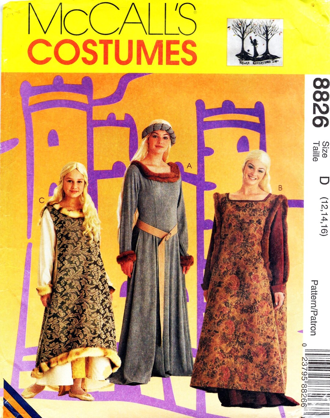 Medieval Dress Costume Sewing Pattern, Gown Overdress, Belt Head Piece ...
