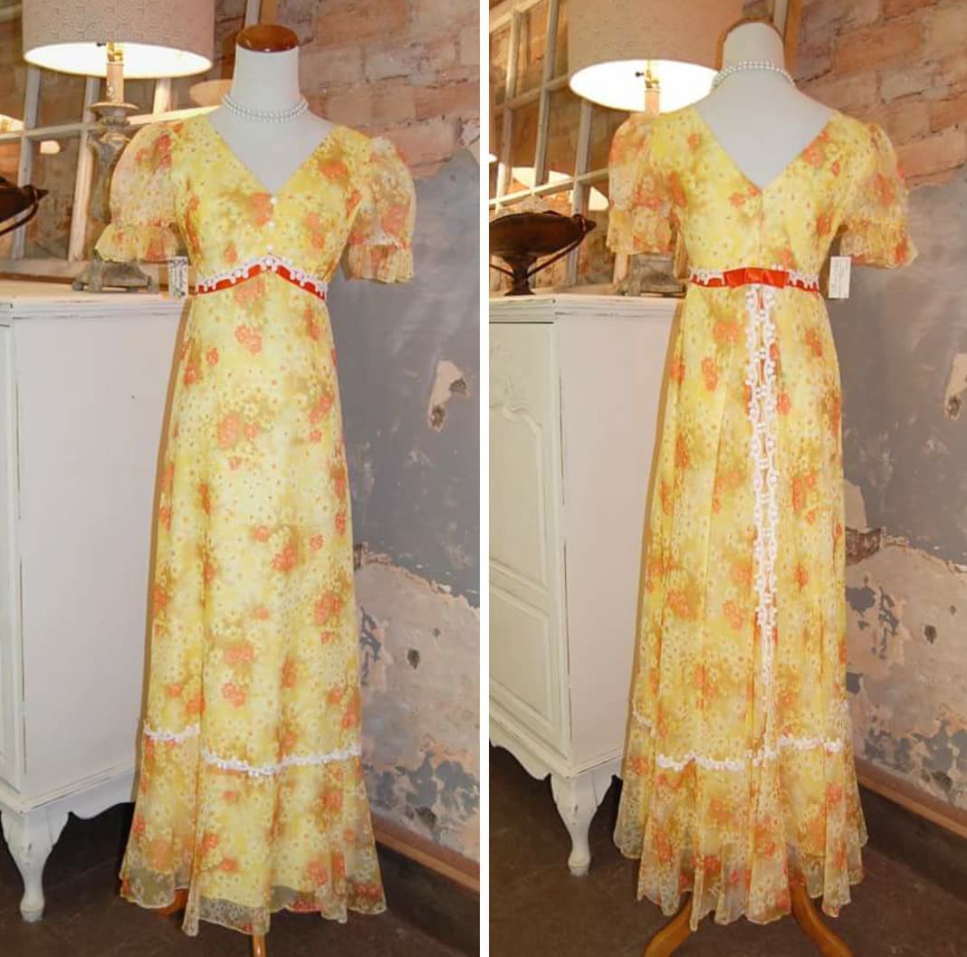 1970s Vintage Maxi Dress 70s Bridesmaid Dress Yellow Etsy