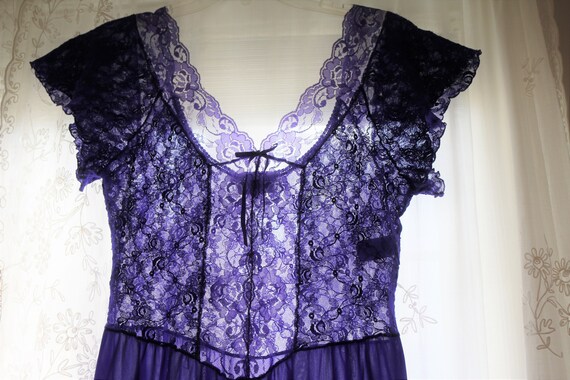 1980s Vintage Nightgown, Vassarette, Purple Lace … - image 9
