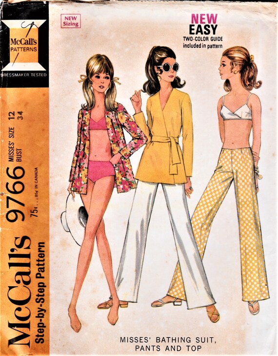 70s Summer Clothes Sewing Pattern Bathing Suit Bikini Swim Etsy