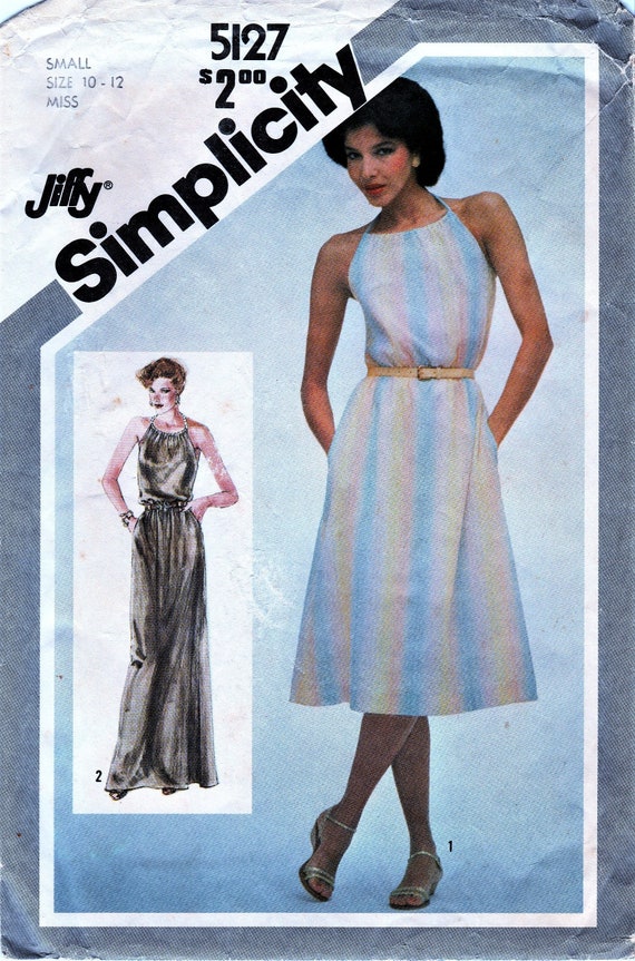 1980s Halter Maxi Dress Sewing Pattern, Simplicity 5127, Small - Etsy 1980s Halter Maxi Dress Sewing Pattern, Simplicity 5127, Small - Etsy