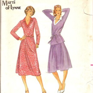 1970s Dress Vintage Sewing Pattern, Top, Skirt, A LINE, V Neck, Long Sleeves, Matti of Lynne, 70s Fashion, Butterick 5675 Uncut