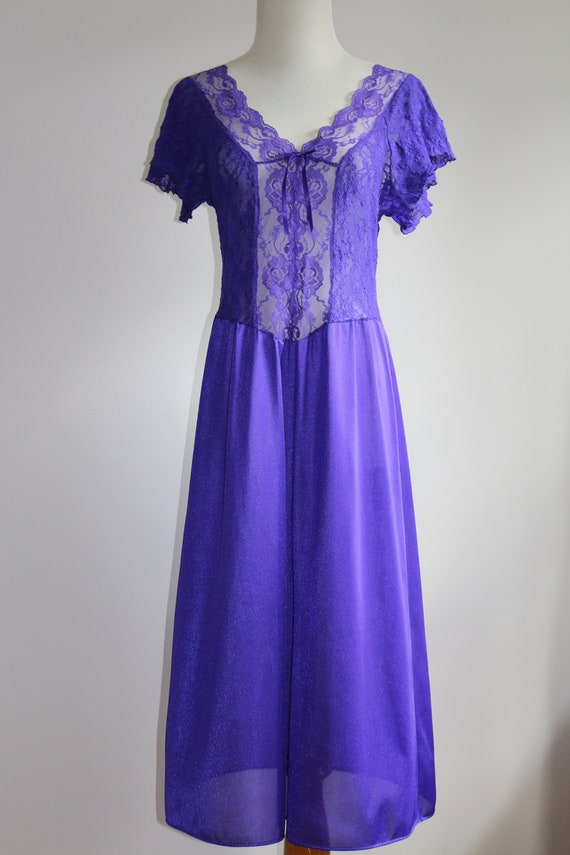 1980s Vintage Nightgown, Vassarette, Purple Lace … - image 6