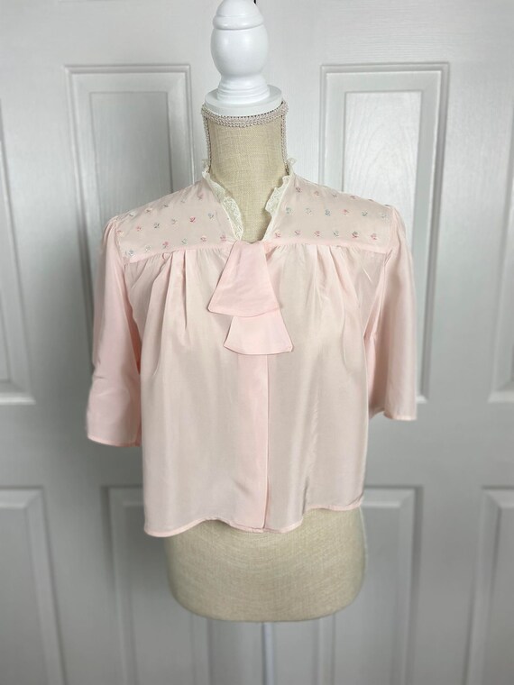 50s Pink Satin Bed Jacket, Bella Davis Vintage Li… - image 3