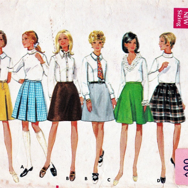 1960s Skirt Sewing Pattern, Pleated Skirt, Above Knee, A Line Skirt, Flared Skirt, Gathered Skirt 60s Fashion, Butterick 4965, Waist 24,