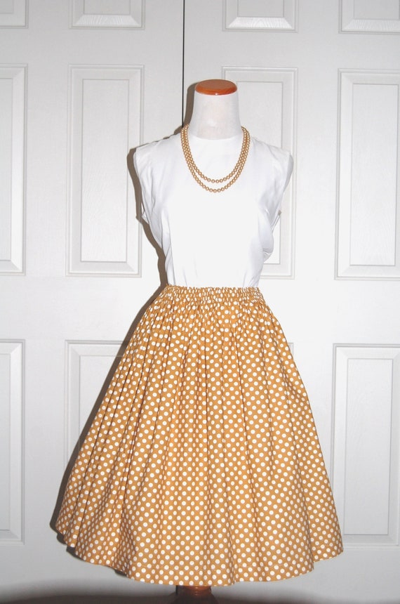 Vintage Style Skirt Audrey Hepburn Rockabilly Cotton Gold | Etsy