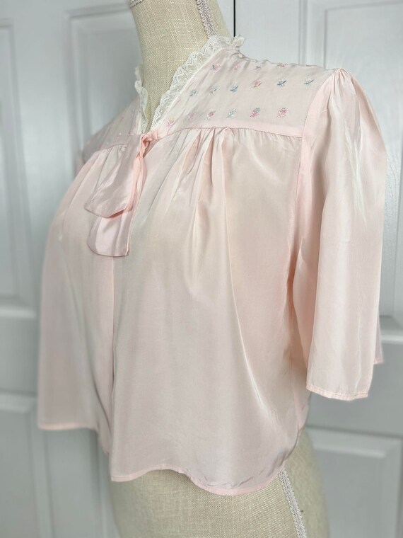 50s Pink Satin Bed Jacket, Bella Davis Vintage Li… - image 5