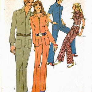 May include: A vintage Simplicity sewing pattern, number 9596, showing illustrations of jumpsuits and a patterned outfit. The pattern is for size 10 and bust 82.5 cm. Designed for knit fabrics. The price is $100.
