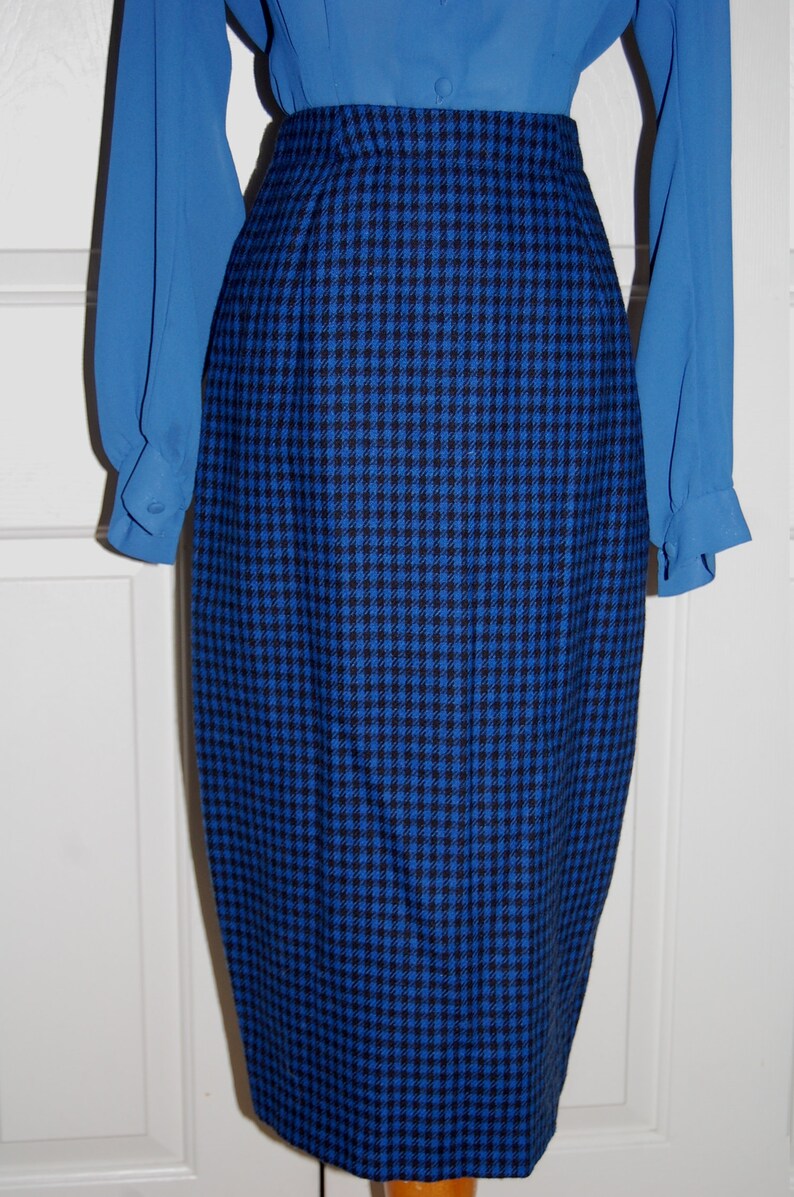 1980s Vintage Pencil Skirt Wiggle Pin up Fashion Black Blue - Etsy