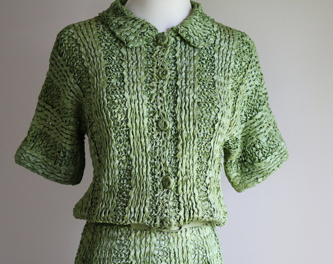 Robe tricot vert des années 1930