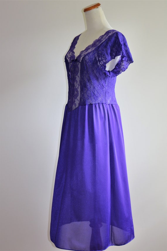 1980s Vintage Nightgown, Vassarette, Purple Lace … - image 7