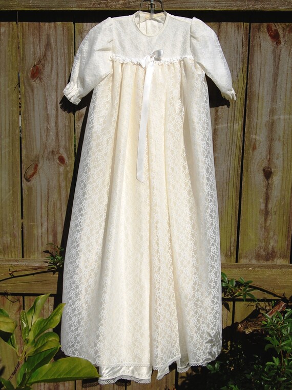 Victorian Lace Heirloom Christening Gown with Handkerchief Hem