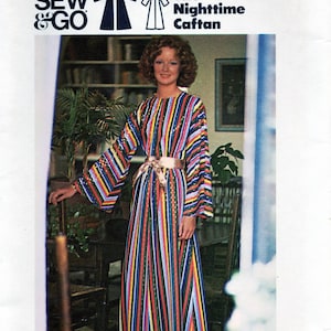 Sömnadsmönster för kaftan från 1970-talet: Butterick 3448, liten storlek XS, oklippta klockärmar