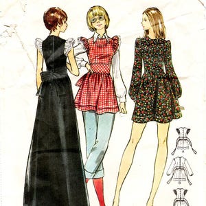 Butterick 6915, 1970s Dress Pinafore Smock Sundress, Junior Petite But 33