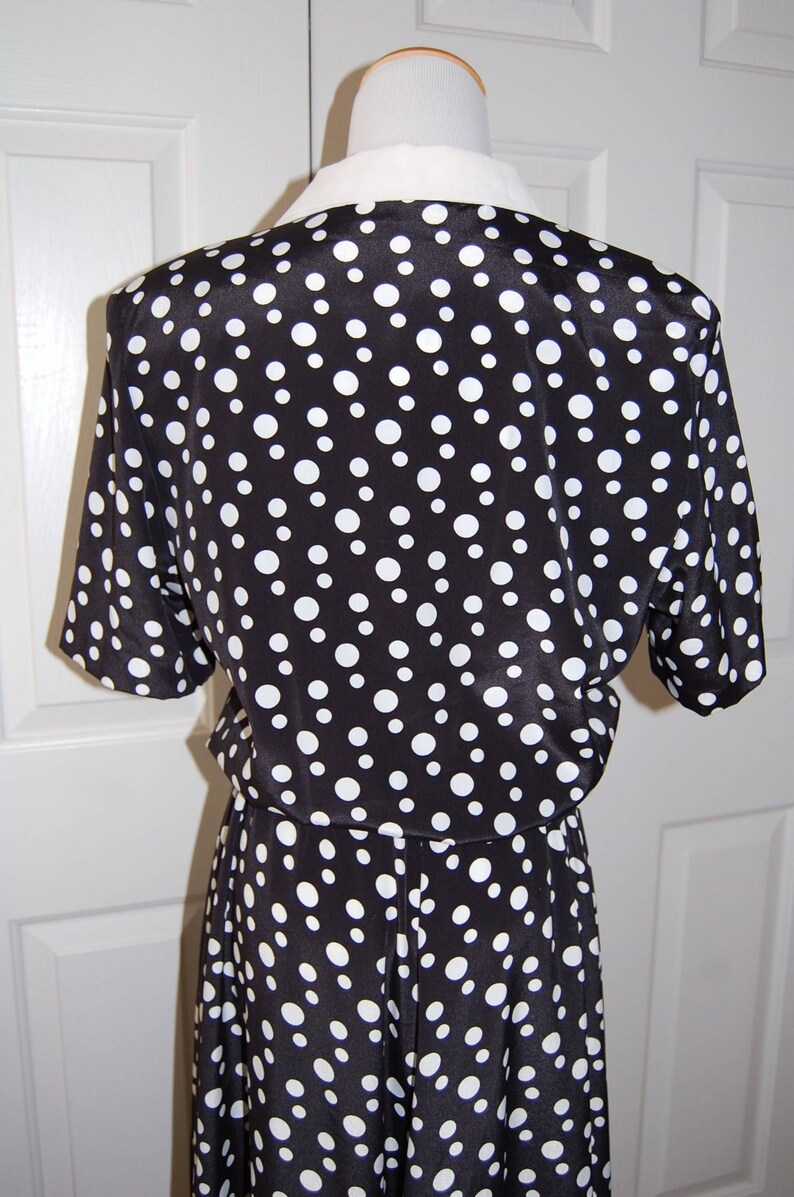 1980s Vintage Dress Black White Polka Dots Dress 80s Pretty | Etsy